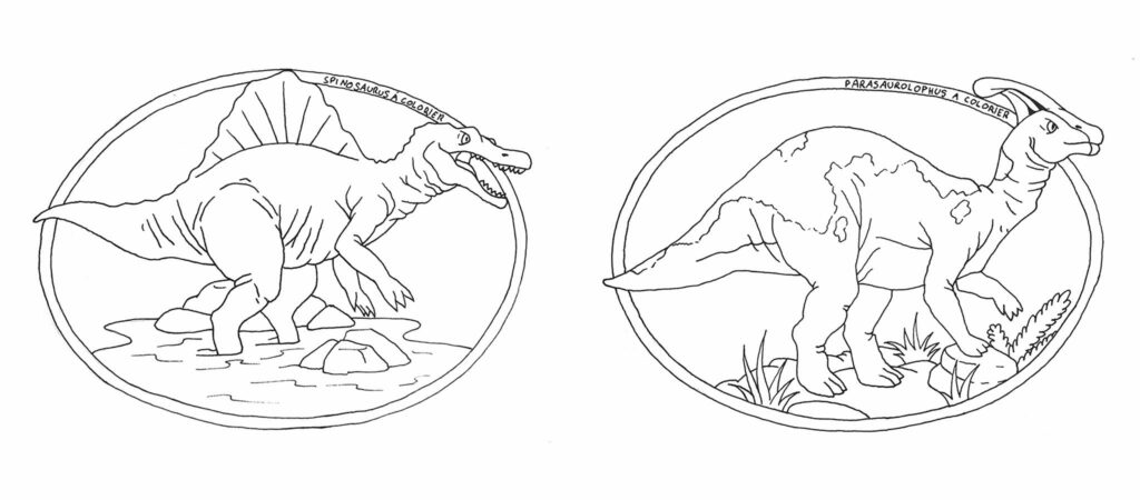 Dinosaures à colorier - Spinosaurus et Parasaurolophus