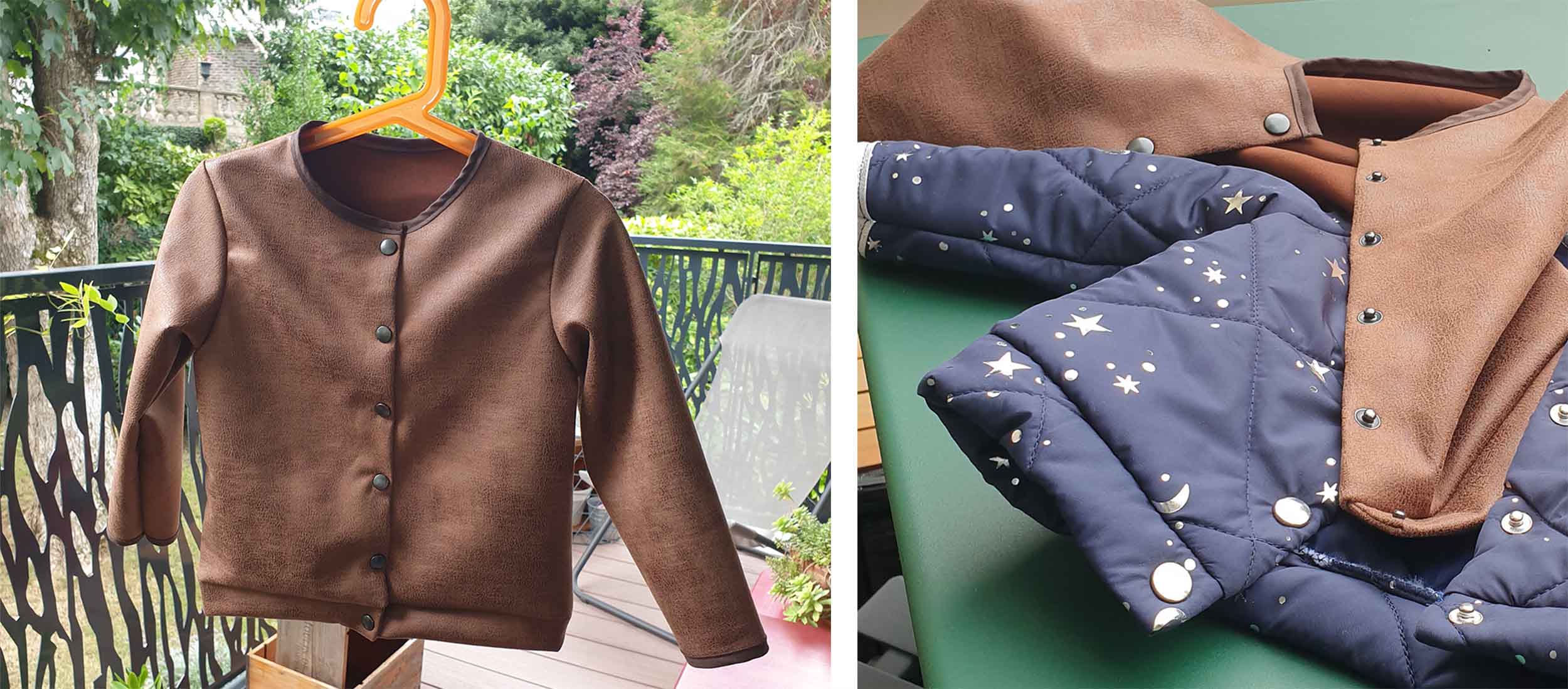 Vestes Vega 4 ans et 12 mois, Simili cuir et matelassé étoilé