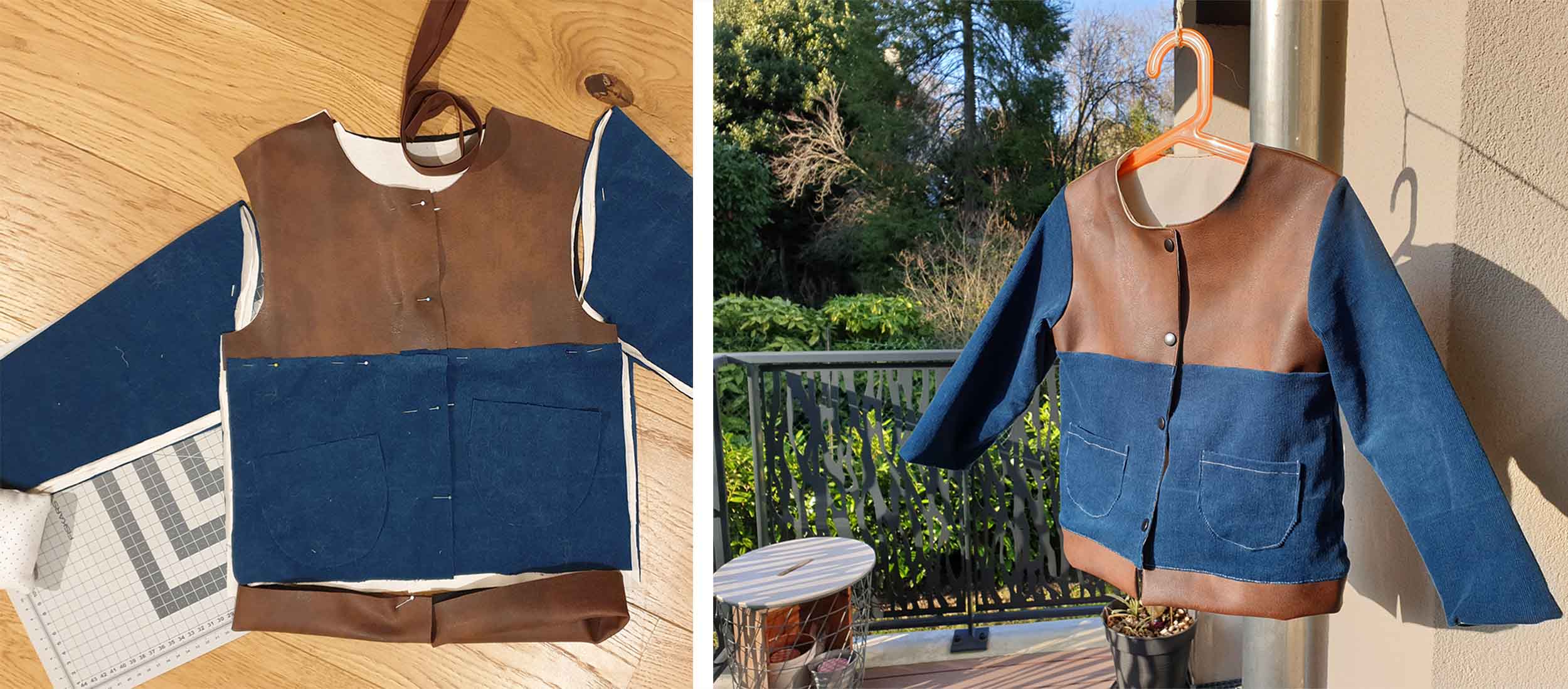 Veste Vic, 5 ans - en simili cuir & velour milerais